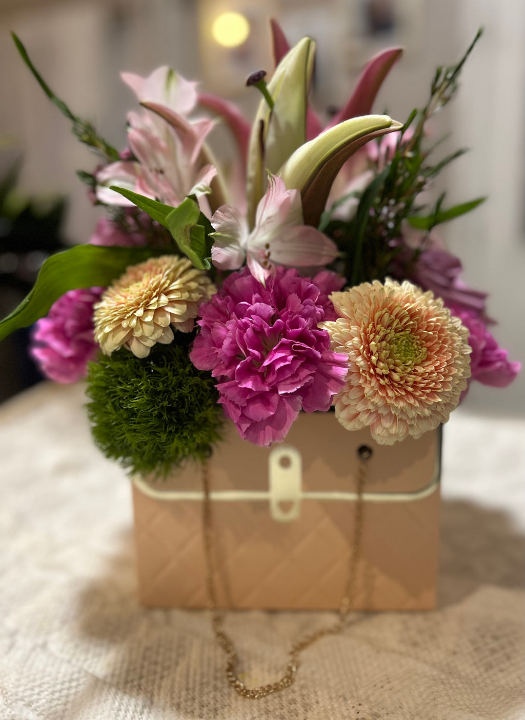 Blushing Elegance Purse Bouquet