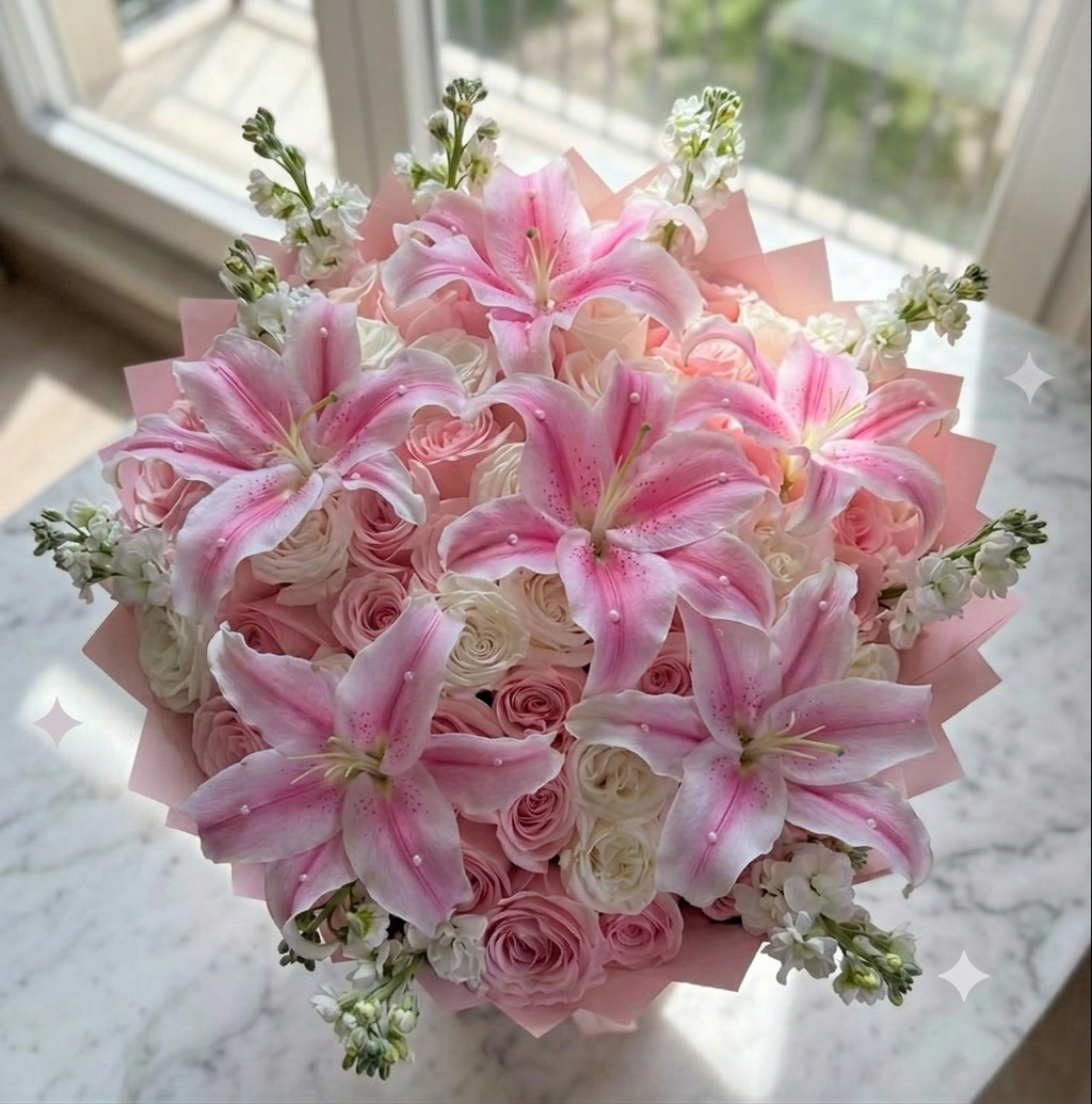 Mix Pink and White Bouquet 75ct