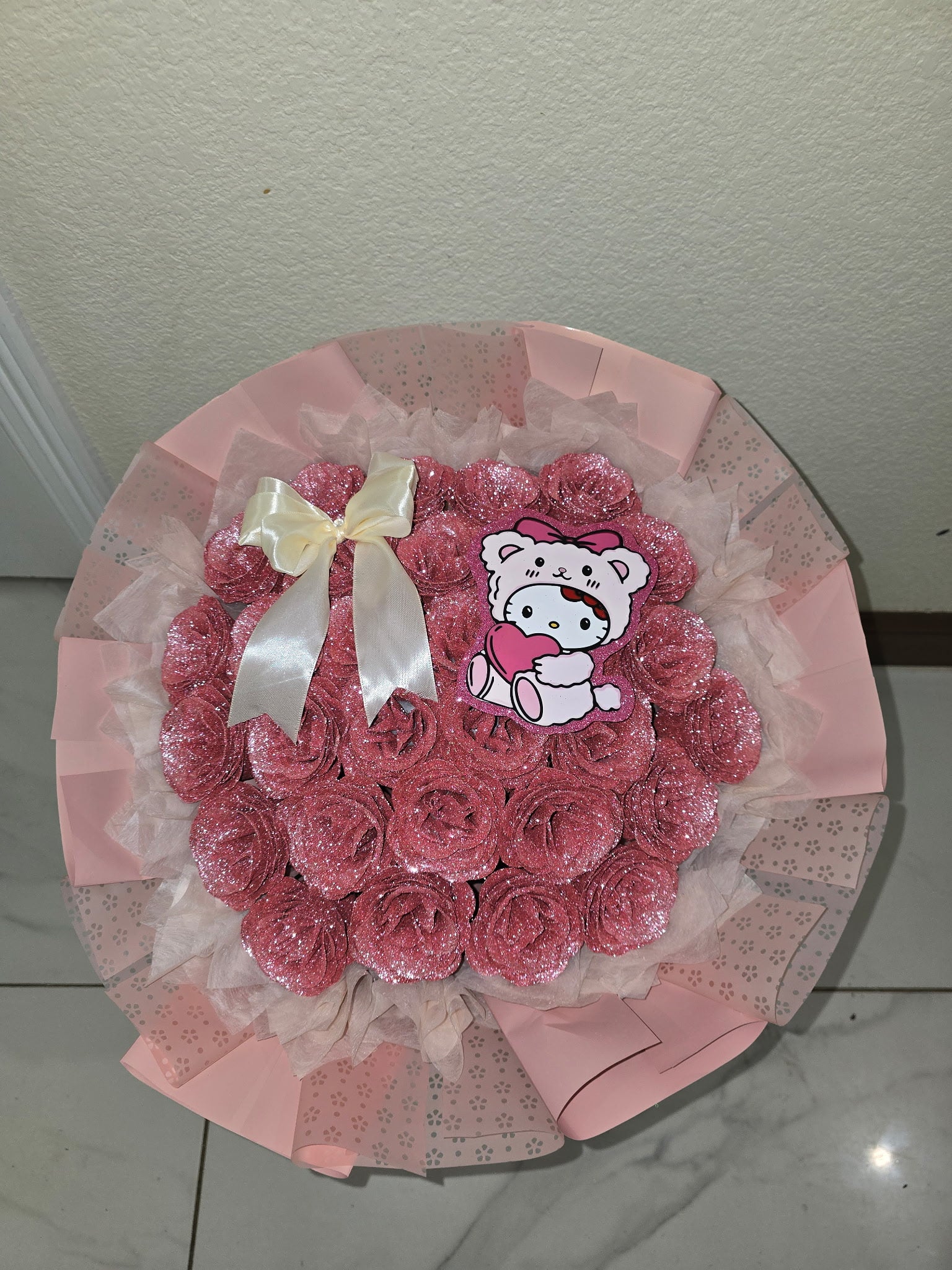 25 Eternal Glitter Rose Pink Bouquet