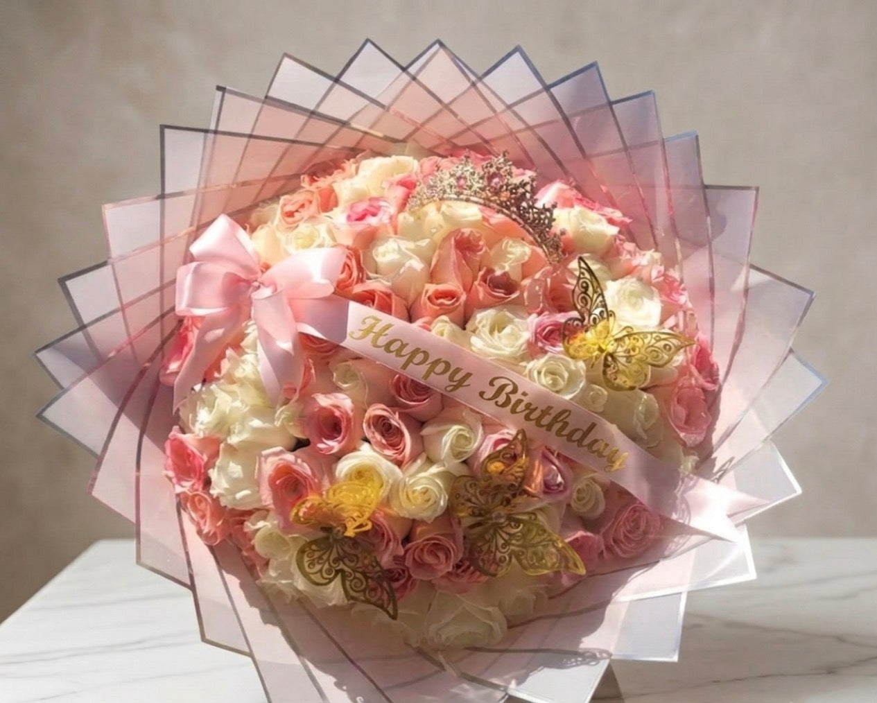 100 ct Pink and White Roses