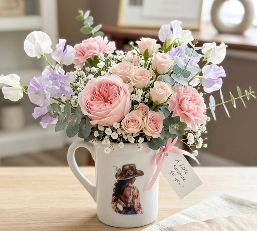 Pink Cowgirl Garden Mug