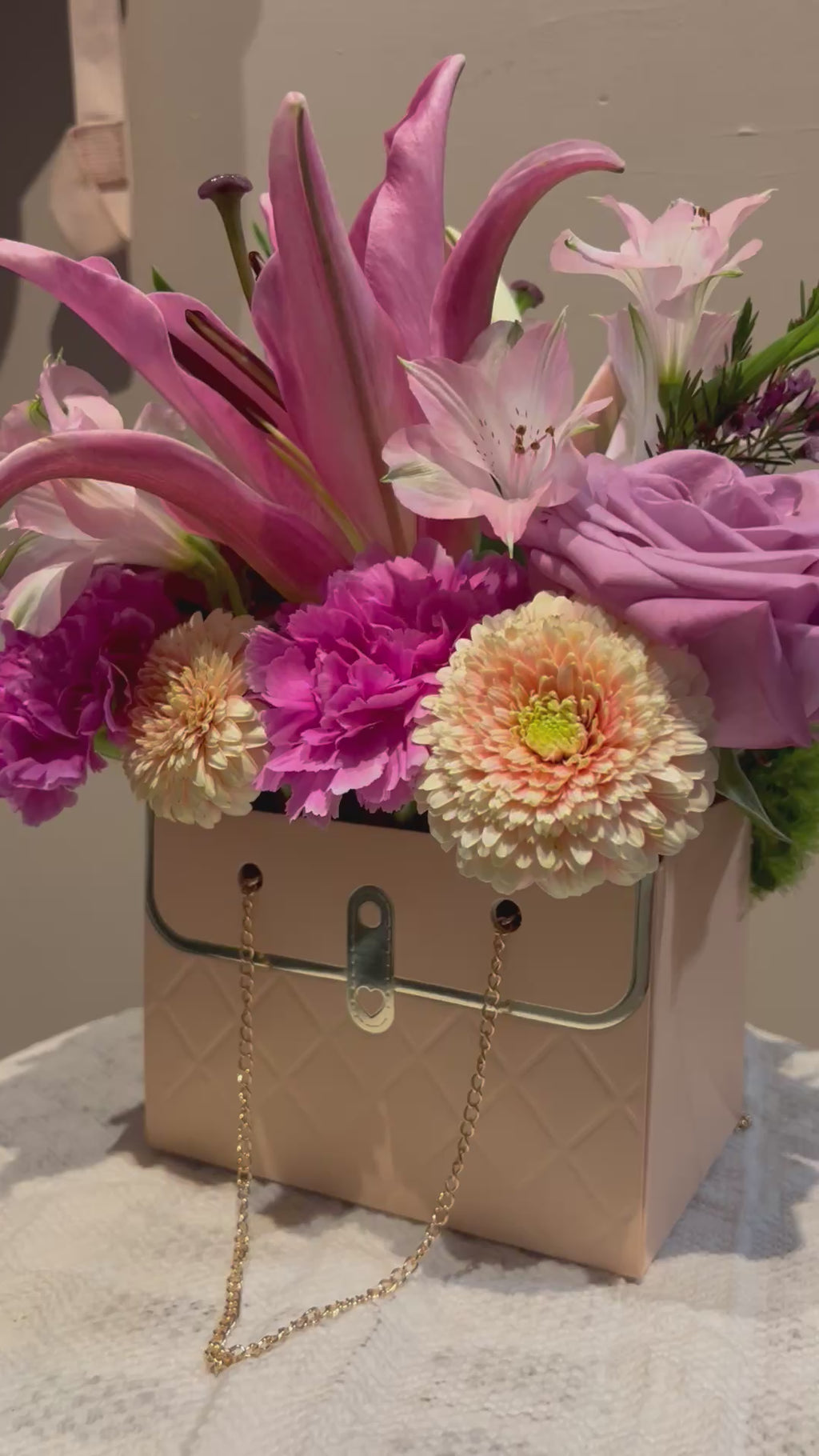 Blushing Elegance Purse Bouquet